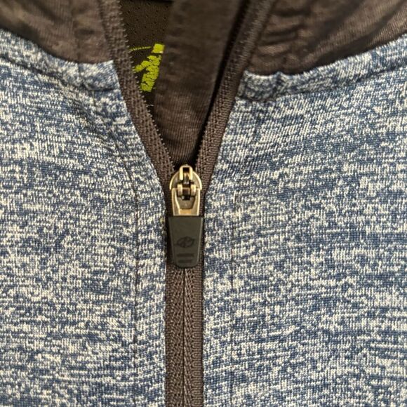 NordicTrack Mens Quarter Zip Long Sleeve Athletic Pullover Blue and Gray Medium - Picture 3 of 8